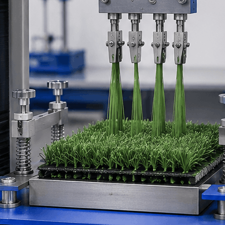 Synthetic sports surface tuft binding